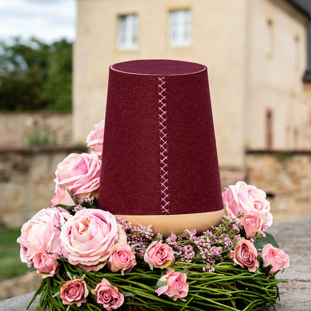 Holz-Filzurne "Purpurrot"