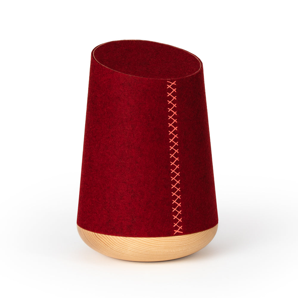 Holz-Filzurne "Mohnblumenrot"