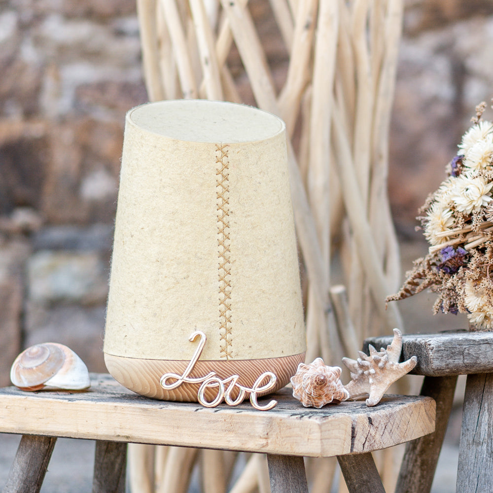 Holz-Filzurne "Wollweiß"