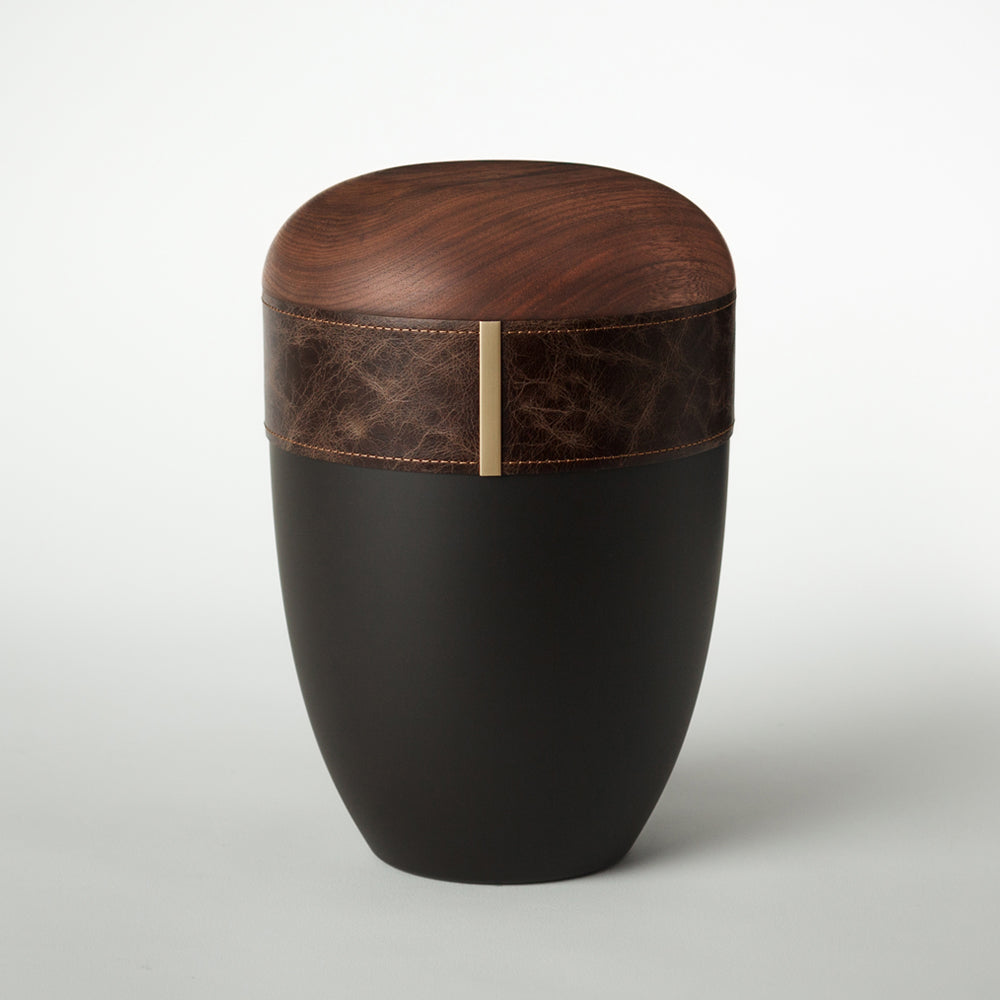 Holz-Lederurne "Mokka"