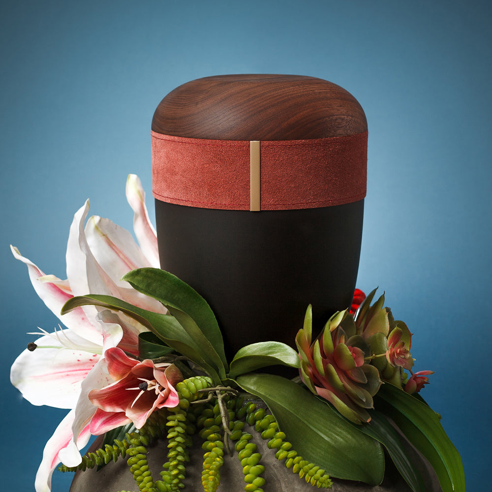 Holz-Lederurne "Bordeaux"