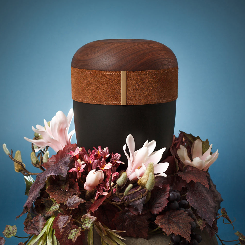 Holz-Lederurne "Mokka"