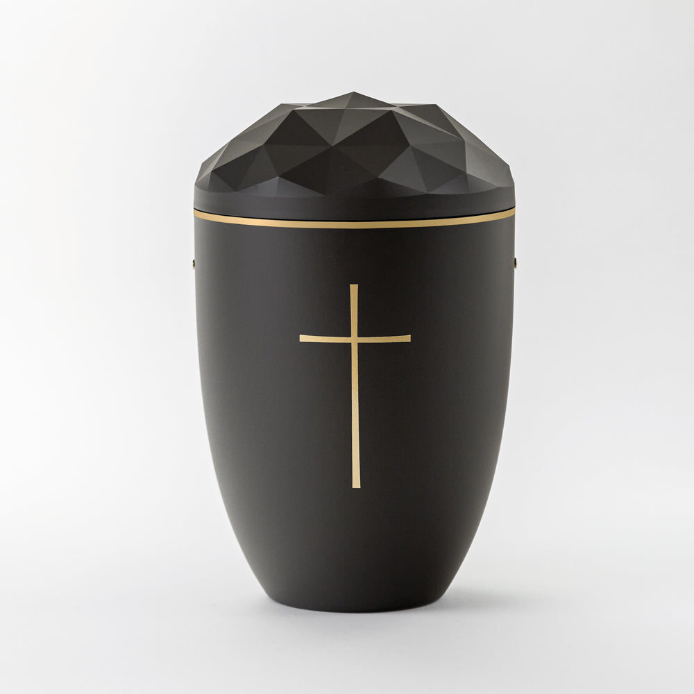 Reliefurne mit Dekor "Symbol Kreuz, gold"