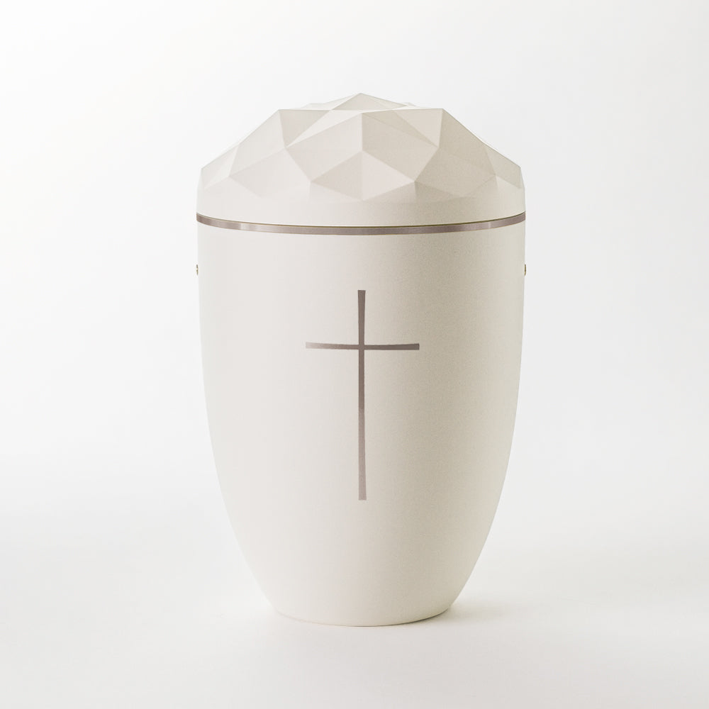 Reliefurne mit Dekor "Symbol Kreuz, silber"