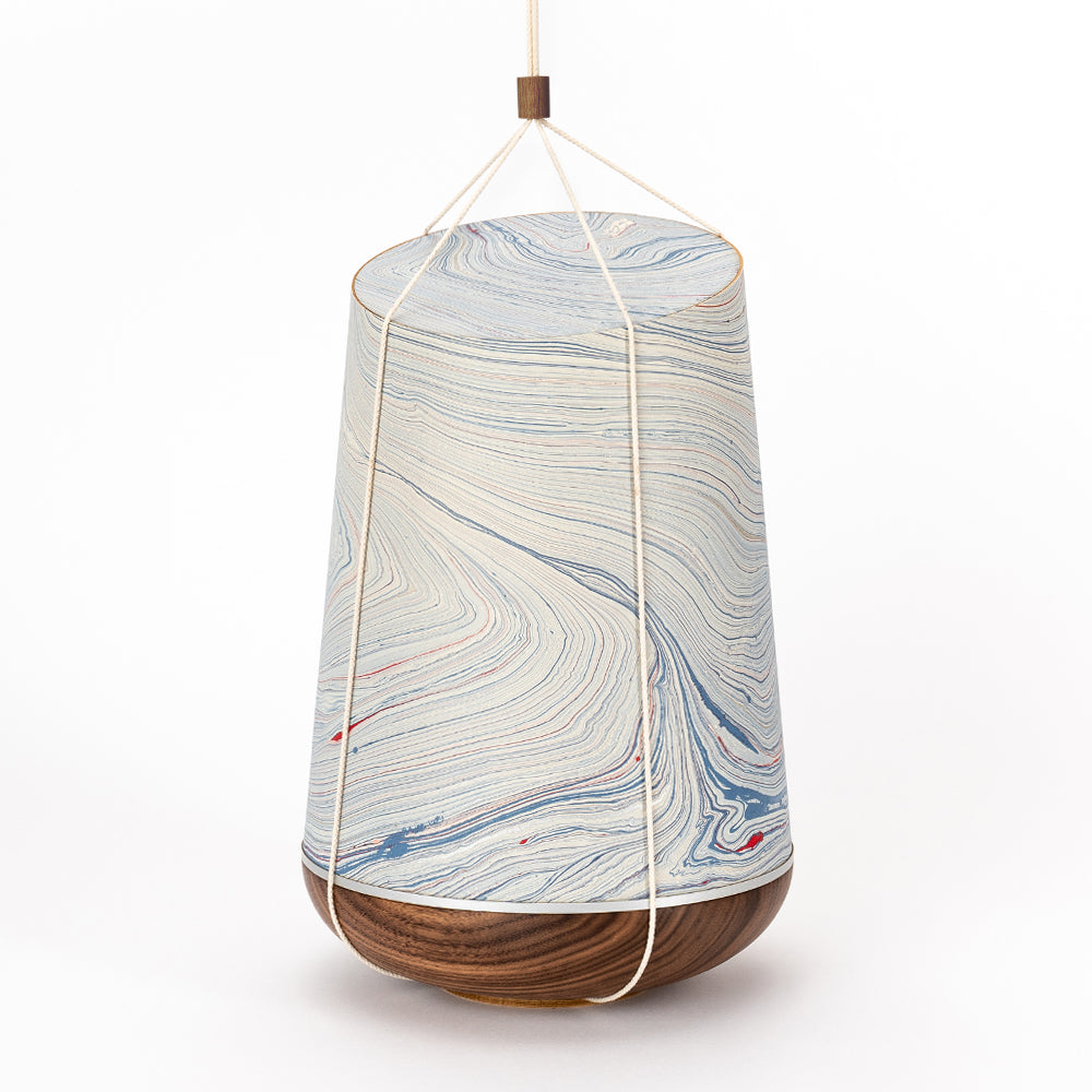 Marmoré-Holzurne "Gletscherblau-Silber"