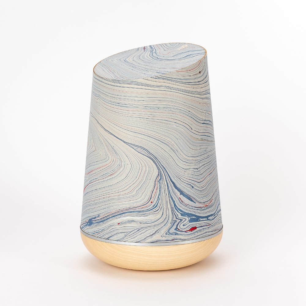 Marmoré-Holzurne "Gletscherblau-Silber"