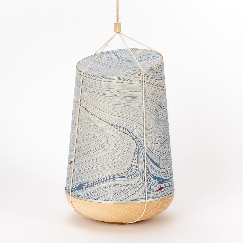 Marmoré-Holzurne "Gletscherblau-Silber"