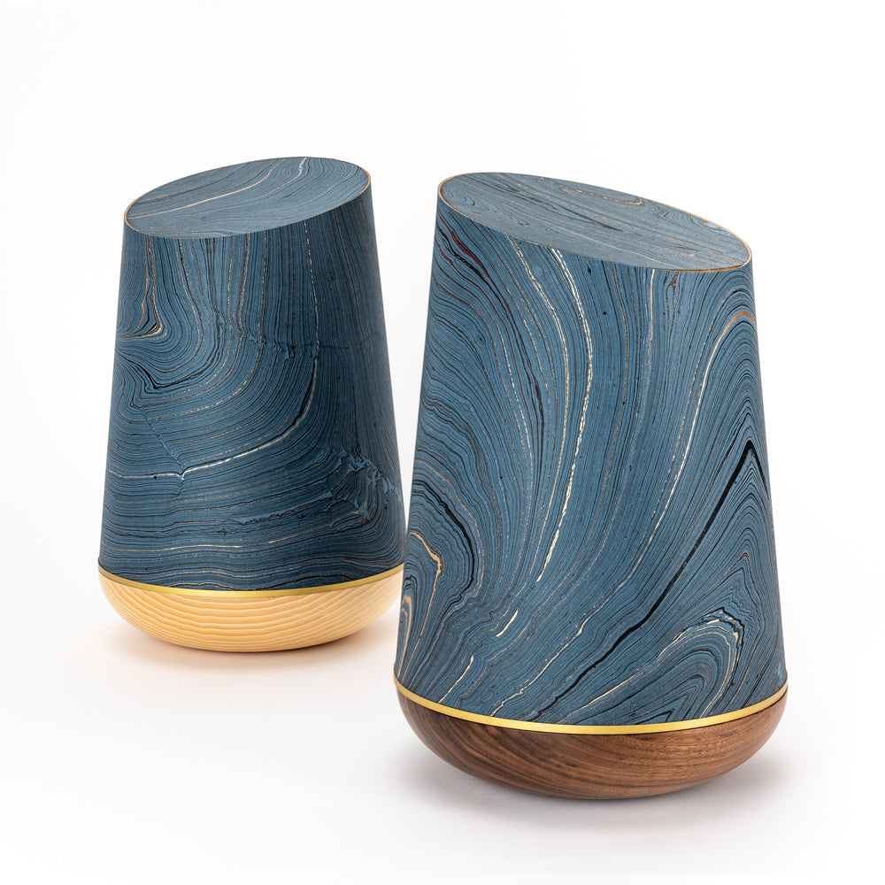 Marmoré-Holzurne "Nachtblau-Gold"