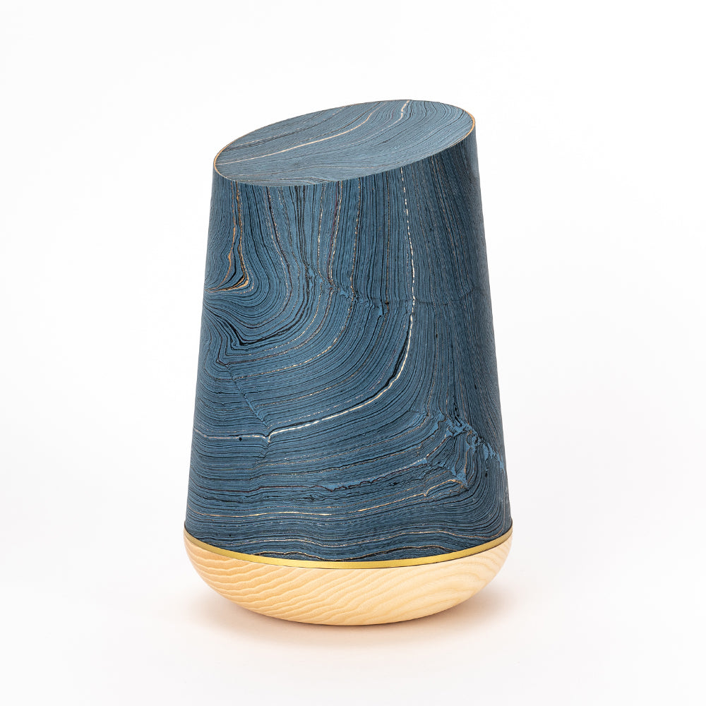 Marmoré-Holzurne "Nachtblau-Gold"