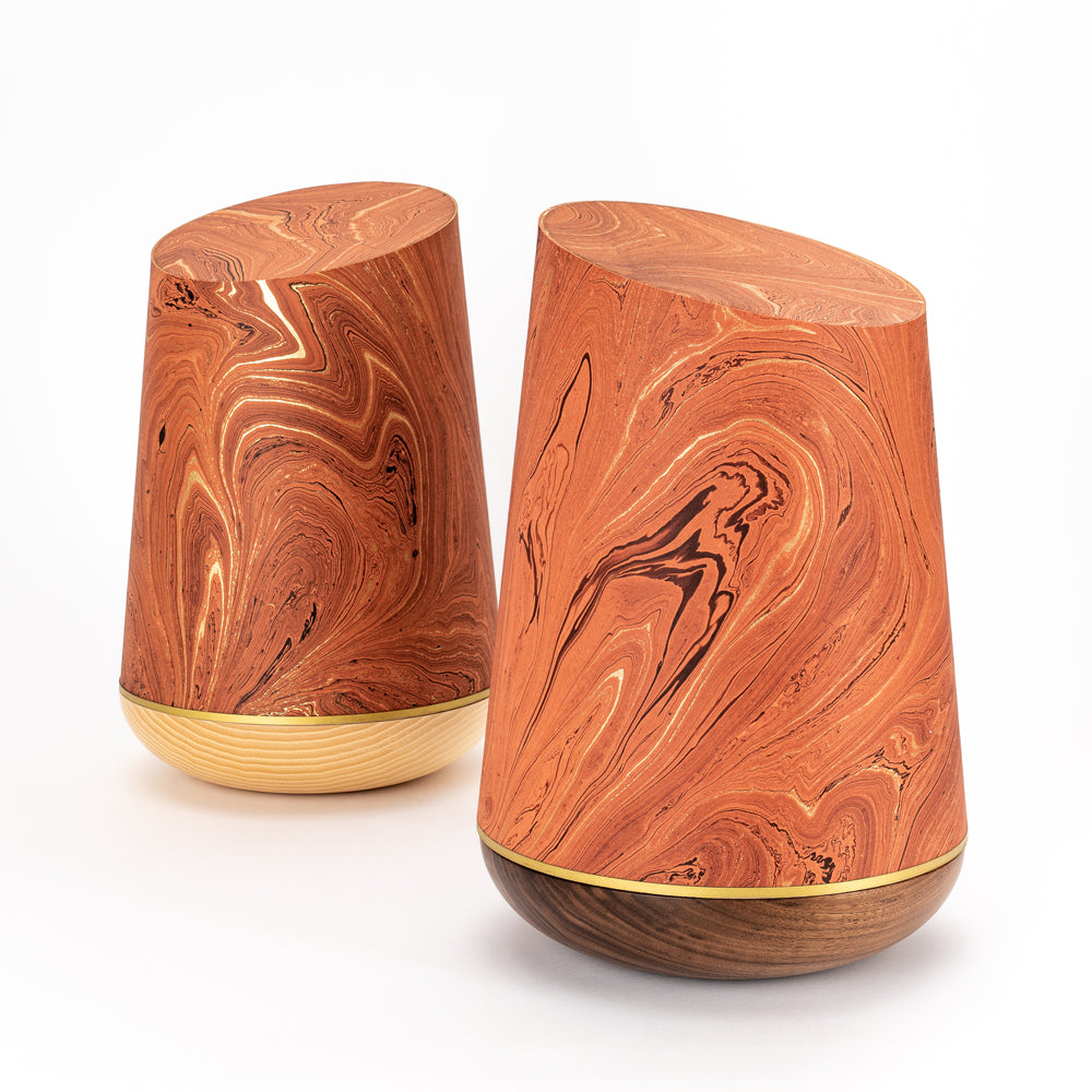 Marmoré-Holzurne "Terrakotta-Gold"