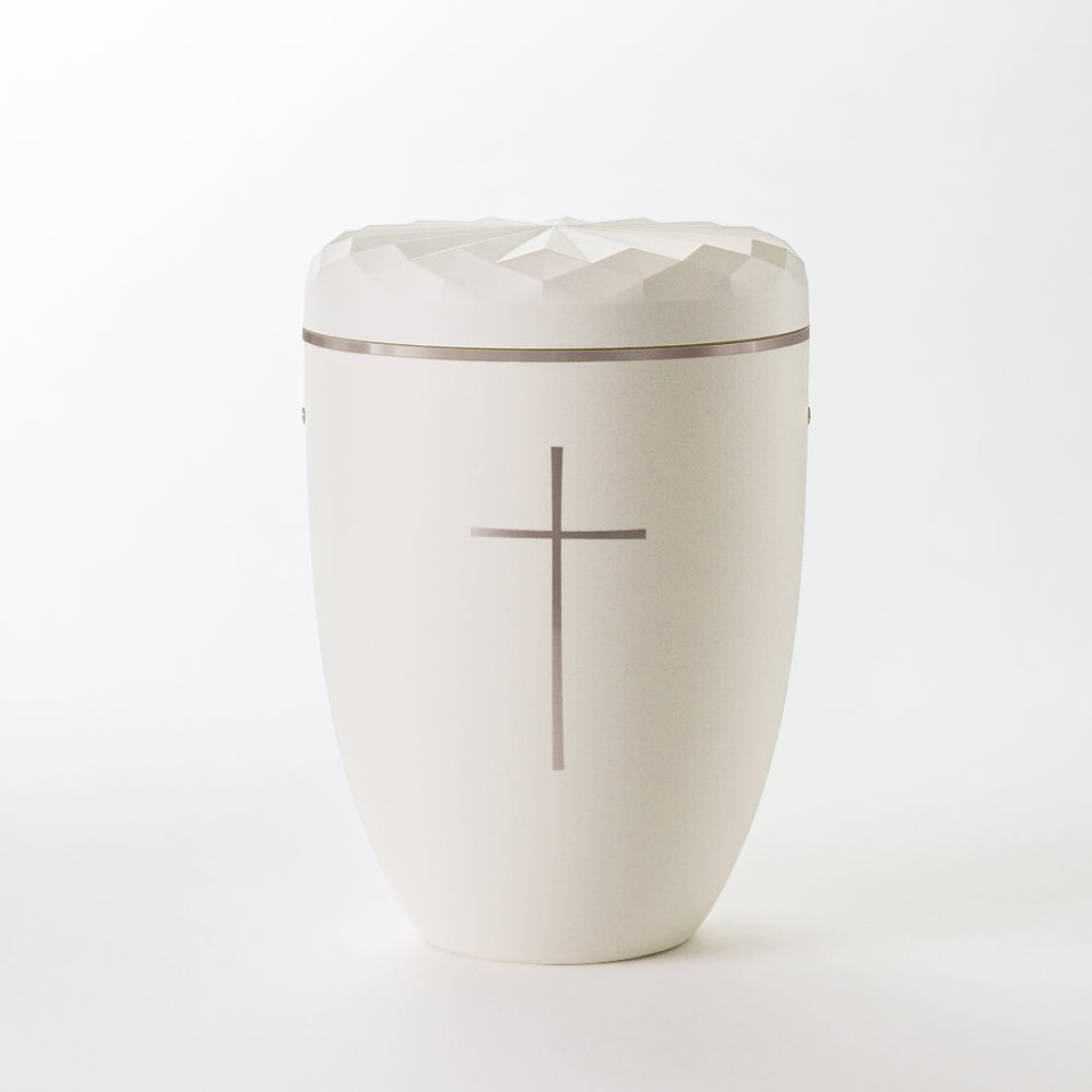 Reliefurne mit Dekor "Symbol Kreuz, silber"