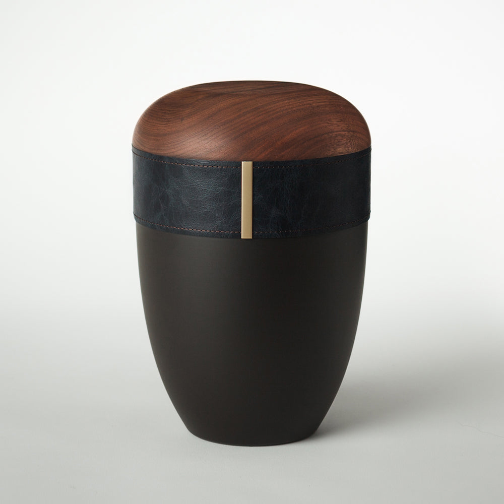 Wood-Leather Urn "Graphite"