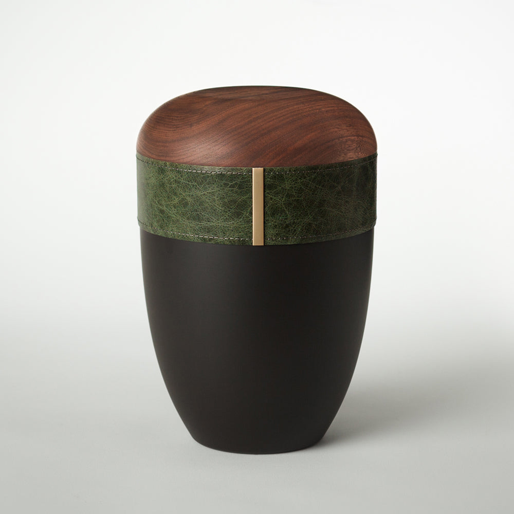 Wood-Leather Urn "Emerald"