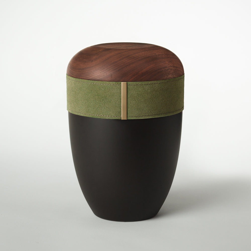 Wood-Leather Urn "Emerald"