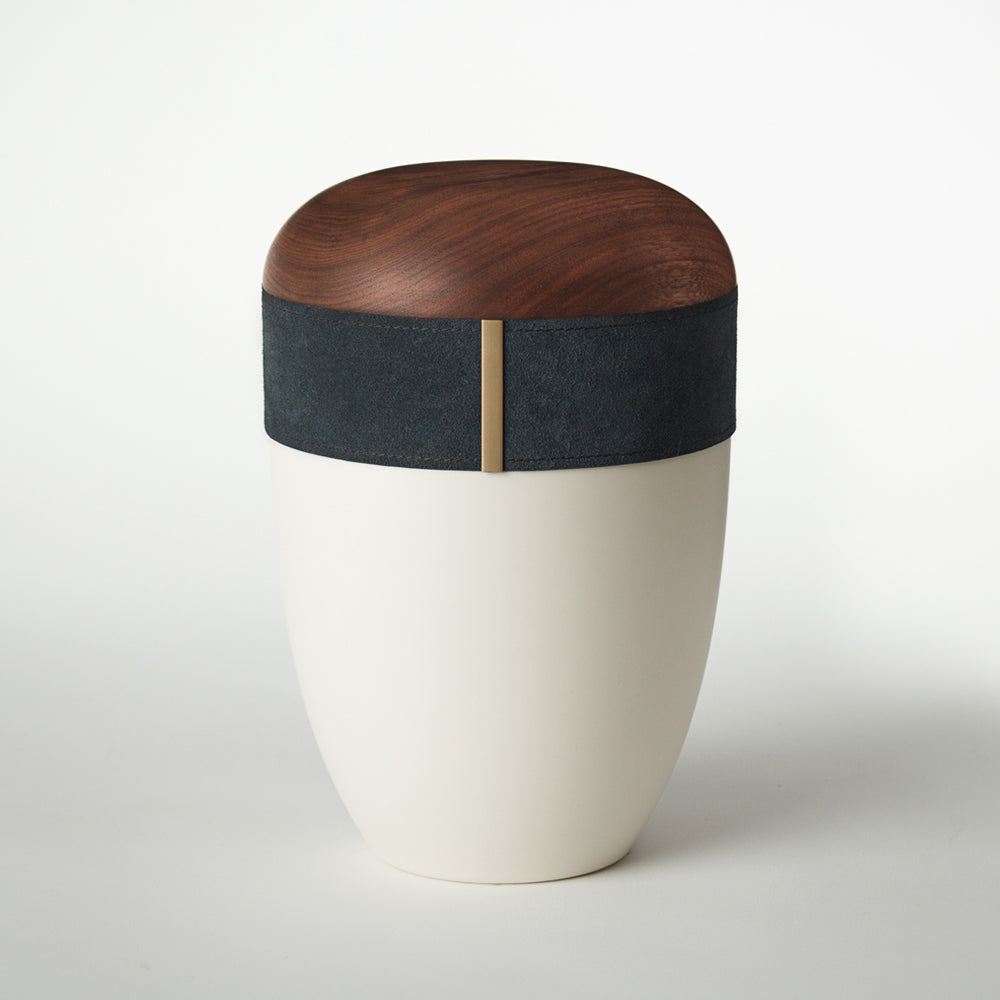 Wood-Leather Urn "Graphite"