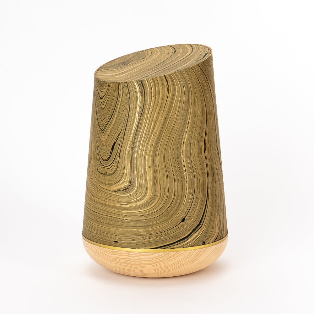 Marble Wood Urn "Olive-Gold"